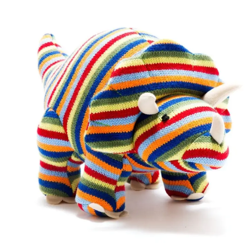 Knitted Triceratops Dinosaur Soft Toy