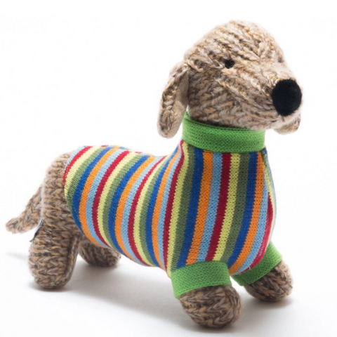 Knitted Organic Sausage Dog Large Soft Toy